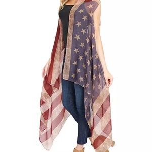 🇺🇸 VINTAGE AMERICAN FLAG SHEER CONCERT GEAR VEST